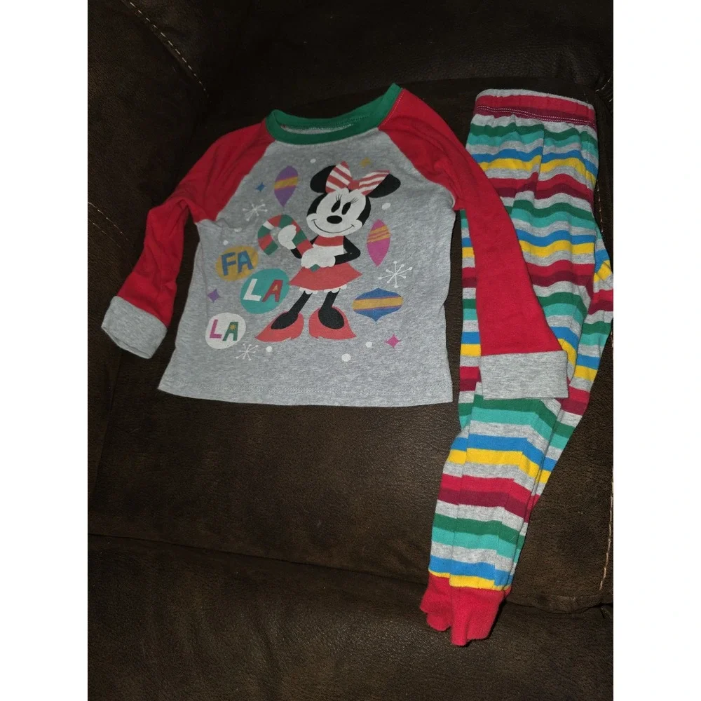Disney minnie mouse fa la la holiday Christmas pajamas sleep size 4‎